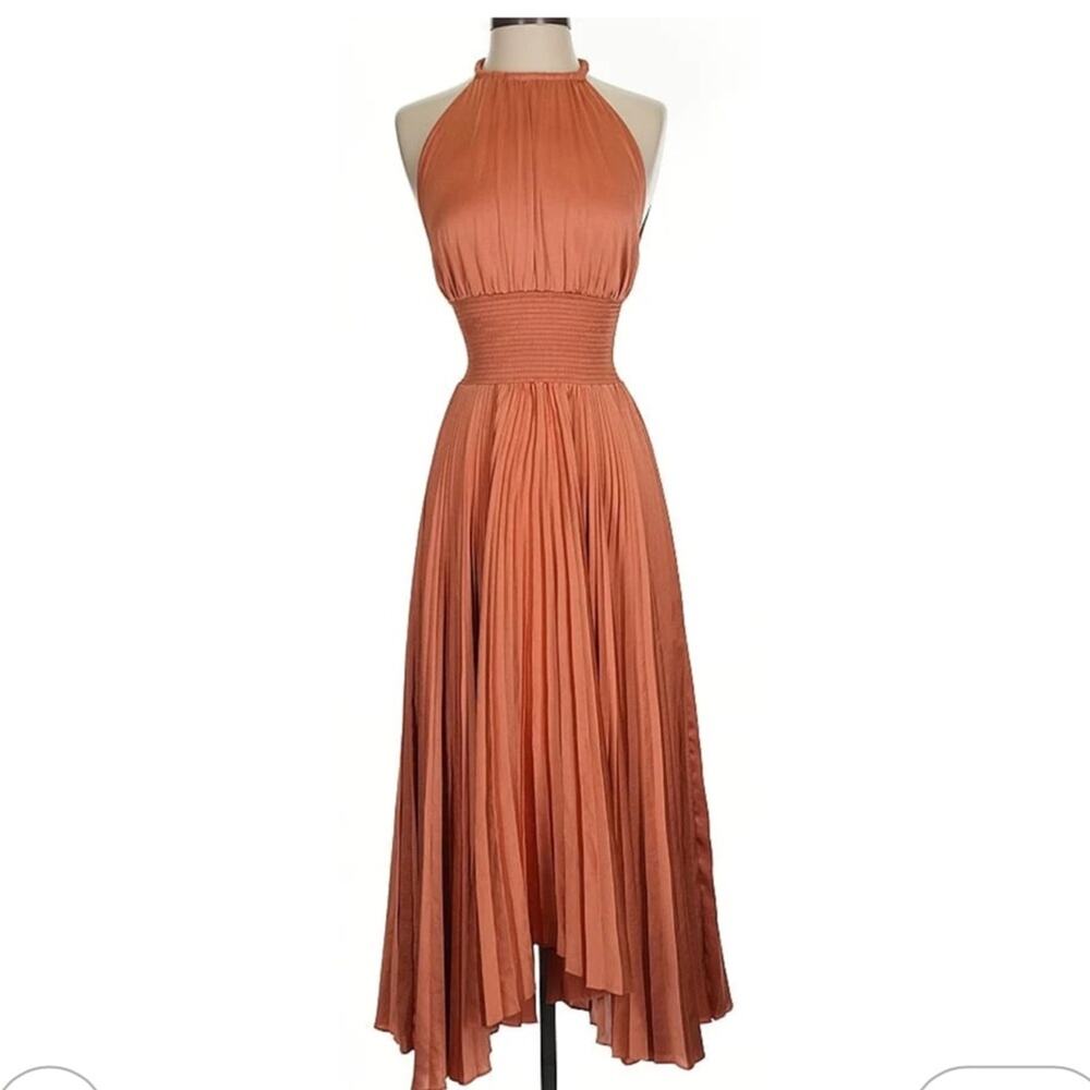 A.L.C. Renzo II Pleated Midi Dress – Burnt Terracotta – Size 2